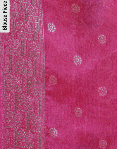 Fushia Pink Banarasi Floral Silk Saree