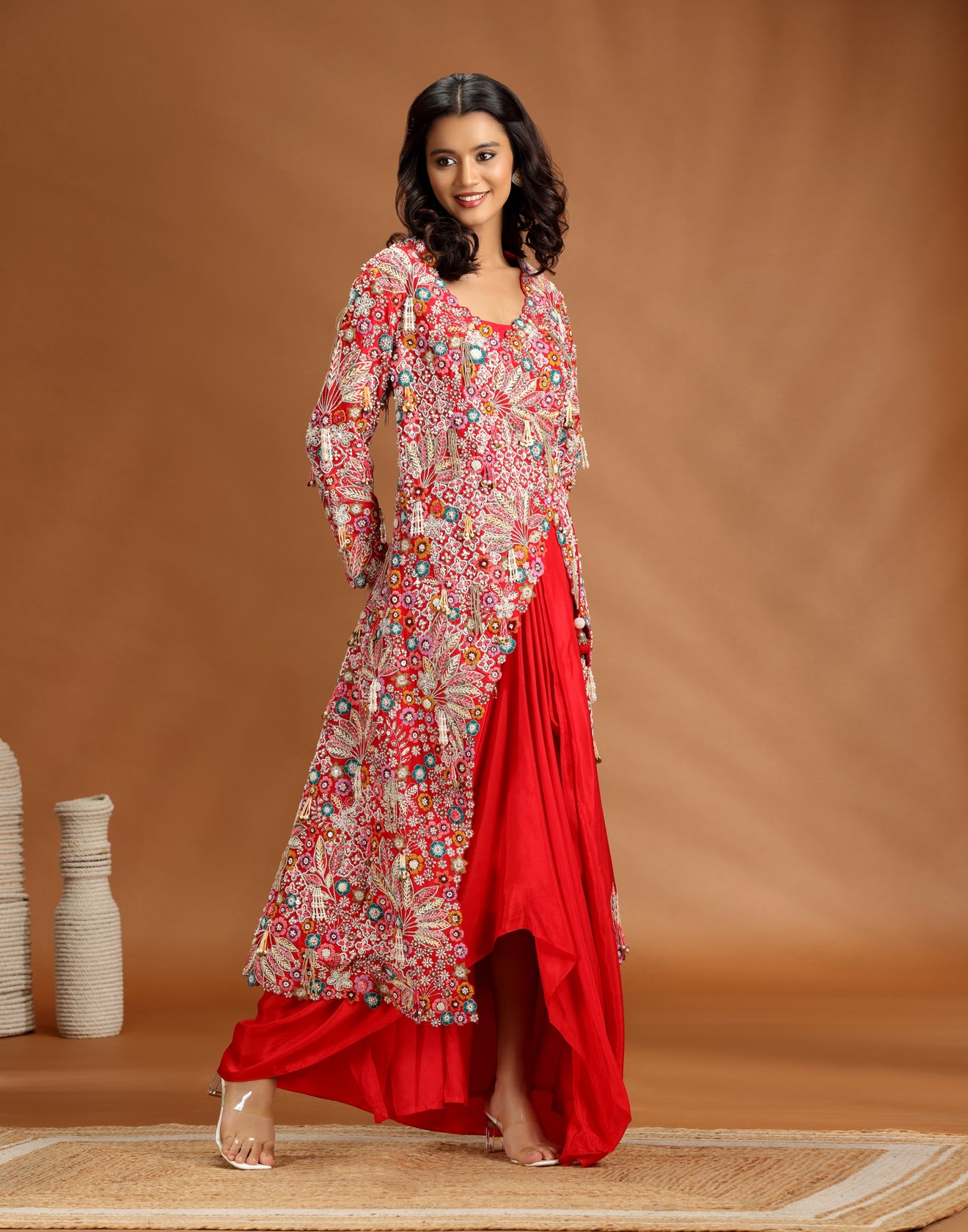 Scarlet Groove Asymmetric Fusion Skirt Set