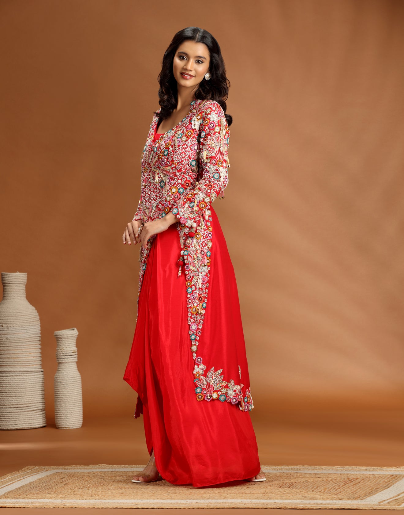 Scarlet Groove Asymmetric Fusion Skirt Set