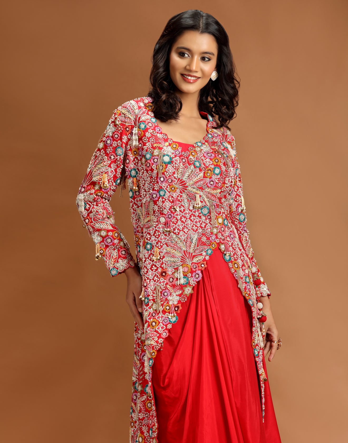 Scarlet Groove Asymmetric Fusion Skirt Set