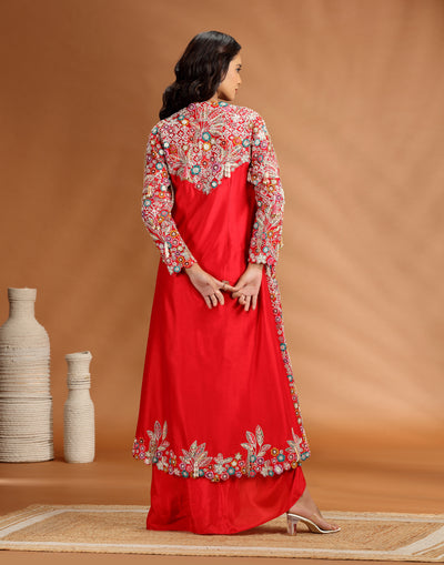 Scarlet Groove Asymmetric Fusion Skirt Set