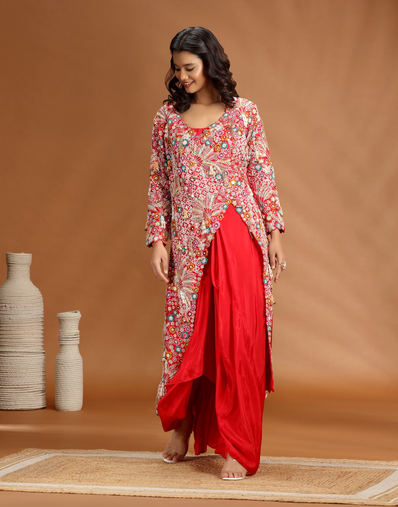 Scarlet Groove Asymmetric Fusion Skirt Set