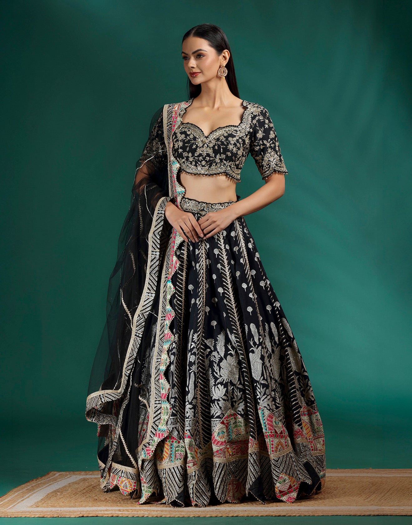 Shadow Gleam Brocade Silk Lehenga Set