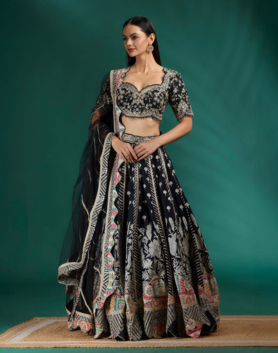 Shadow Gleam Brocade Silk Lehenga Set