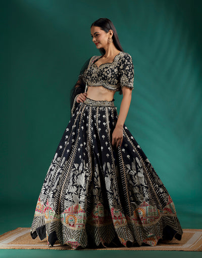 Shadow Gleam Brocade Silk Lehenga Set