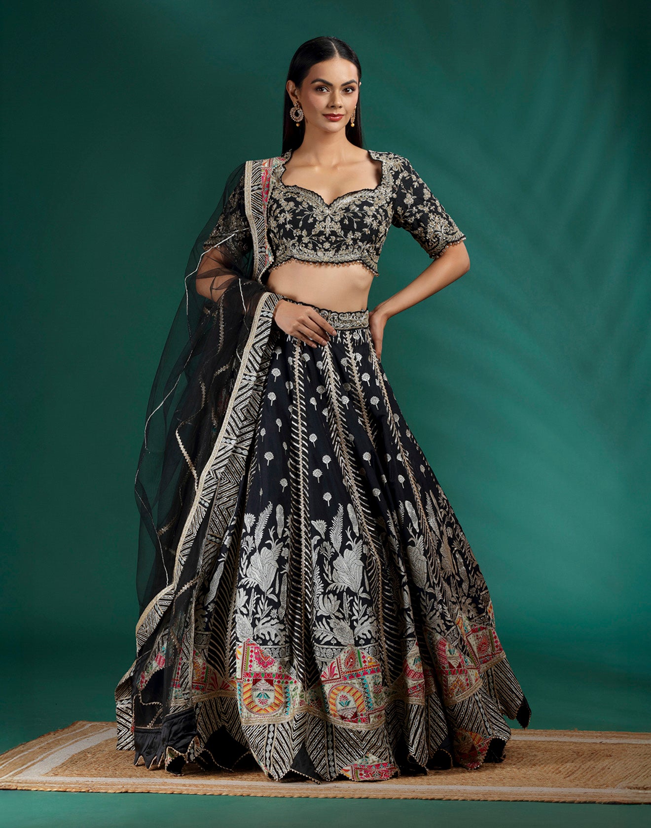 Shadow Gleam Brocade Silk Lehenga Set