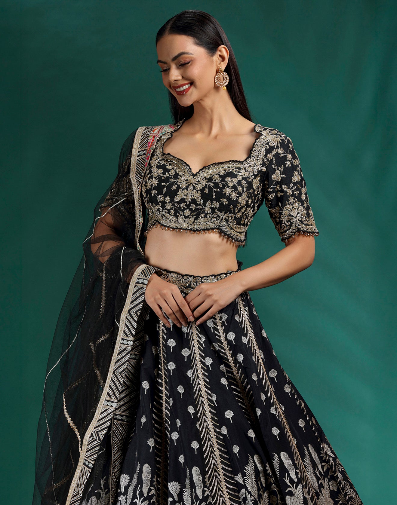 Shadow Gleam Brocade Silk Lehenga Set