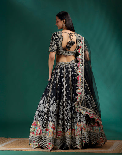 Shadow Gleam Brocade Silk Lehenga Set