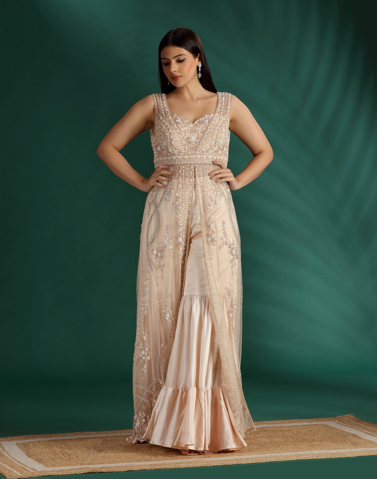 Shellstone Hand Embroidered Designer Pakistani Pallazo Set