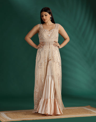 Shellstone Hand Embroidered Designer Pakistani Pallazo Set