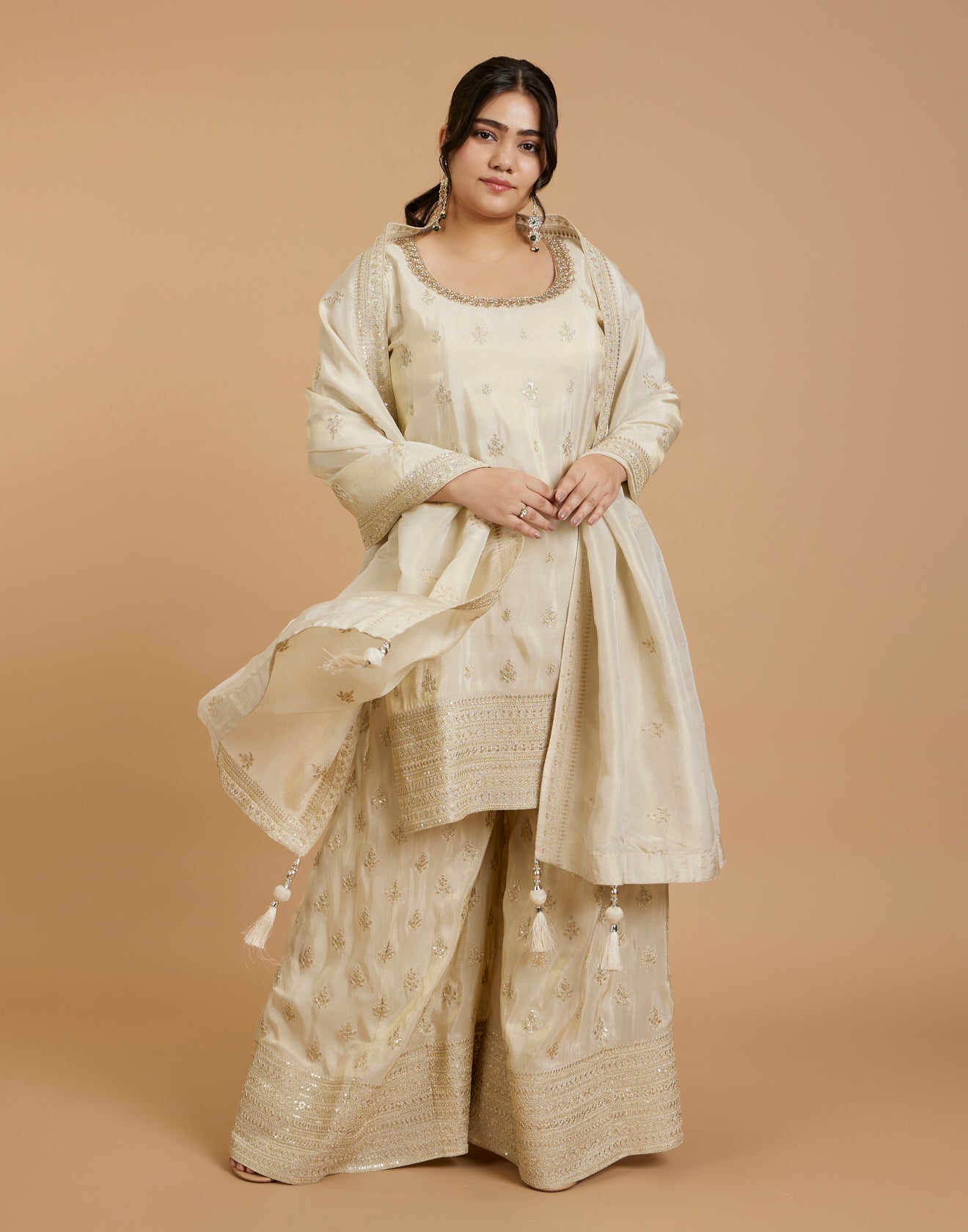 Shimmer Gold Blended Silk Festive Salwar Suit