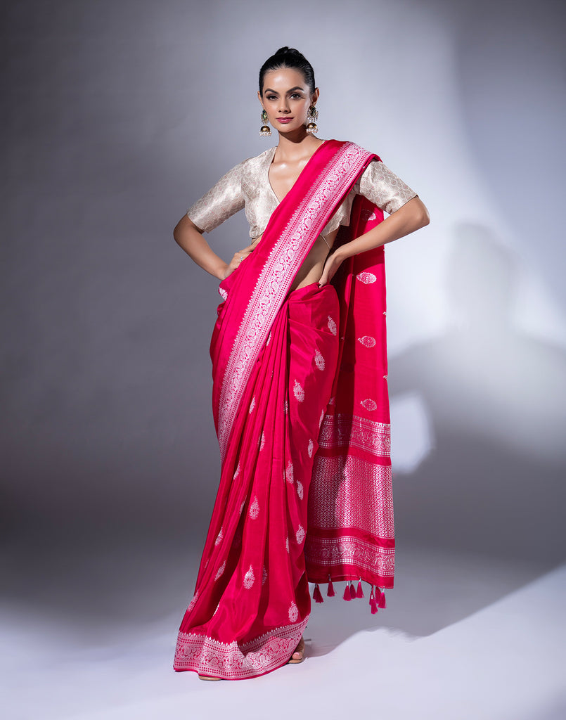 Bright Pink Shade Kanchipuram Saree | VSR112