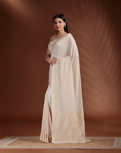 Silken Dune Banarasi Georgette Saree With Unstitched Blouse Fabric