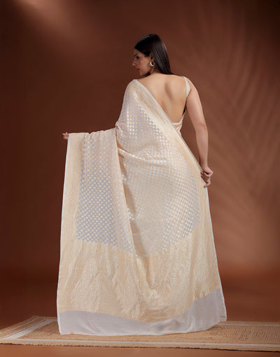 Silken Dune Banarasi Georgette Saree With Unstitched Blouse Fabric