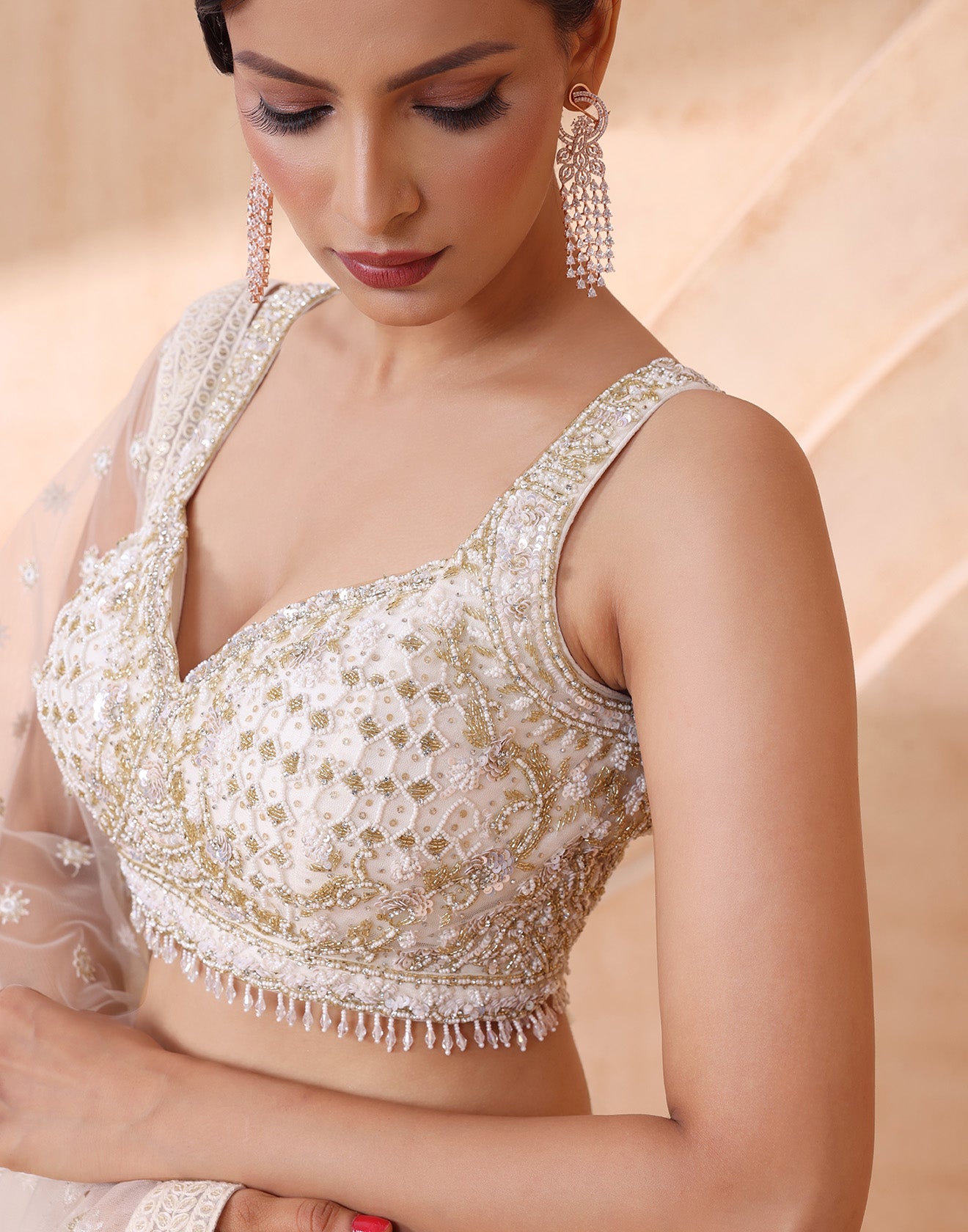 Snowbound Embellished Fit And Flare Lehenga Set