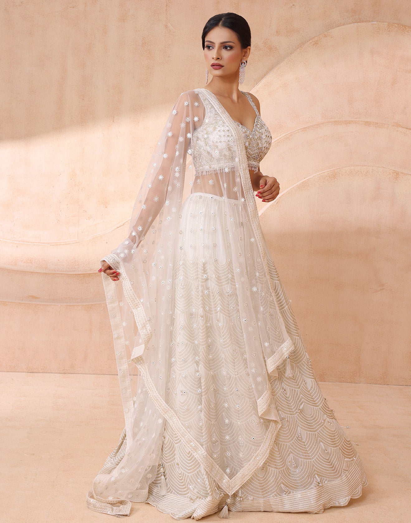 Snowbound Embellished Fit And Flare Lehenga Set