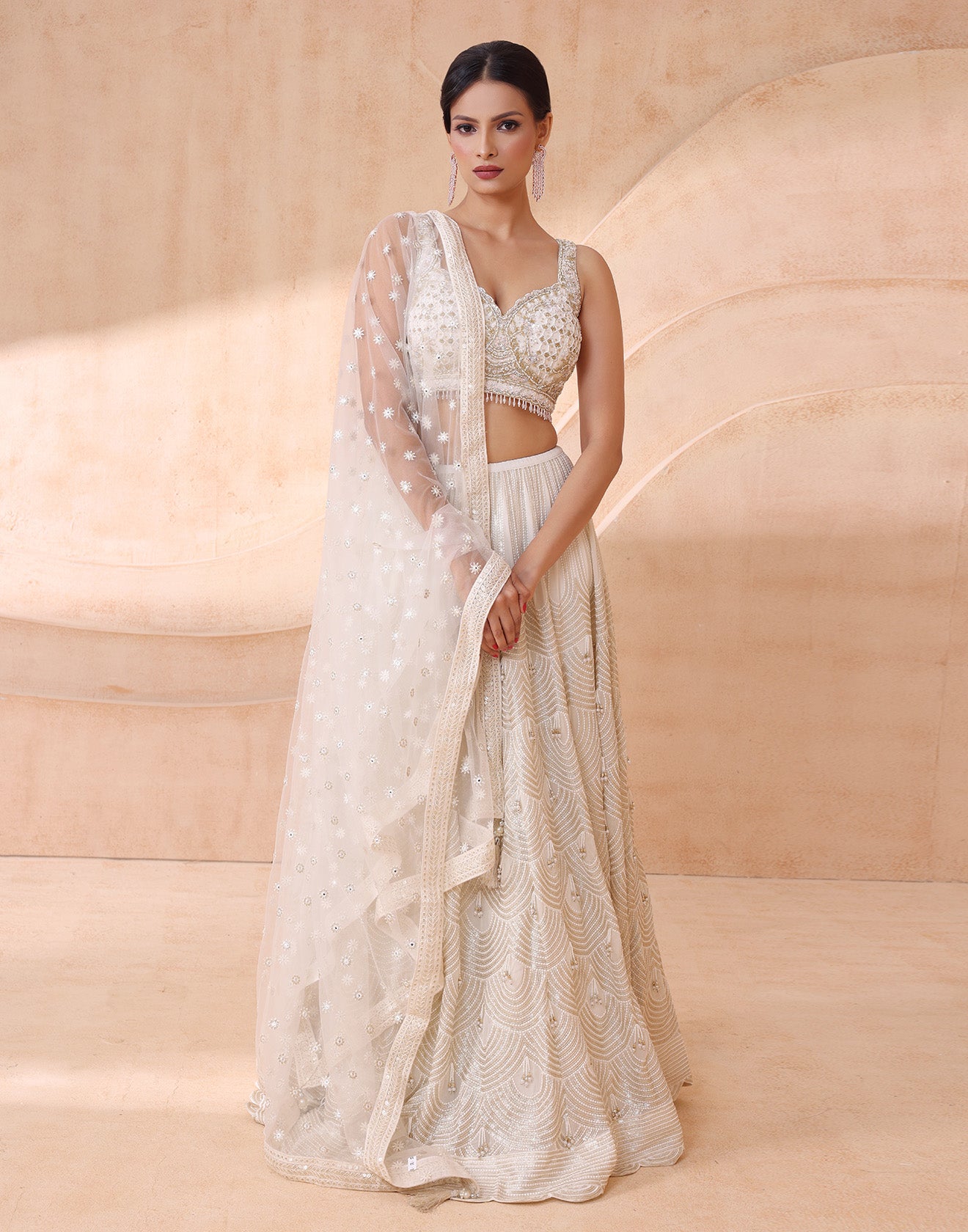 Snowbound Embellished Fit And Flare Lehenga Set