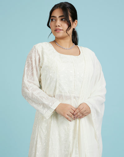 Snowflake Resham Embroidered Fusion Salwar Suit