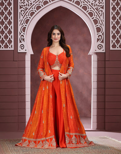 Spiced Pumpkin Hue Embellished Festive Fusion Set