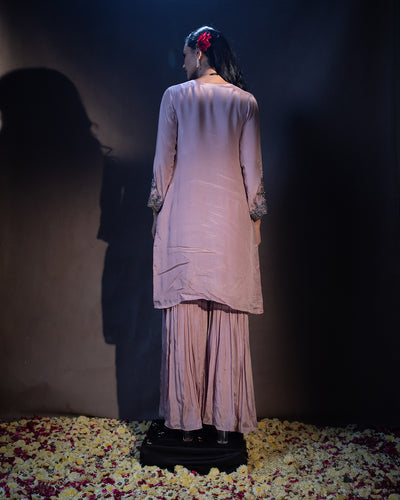 Subtle Mauve Embellished Gharara Suit Set