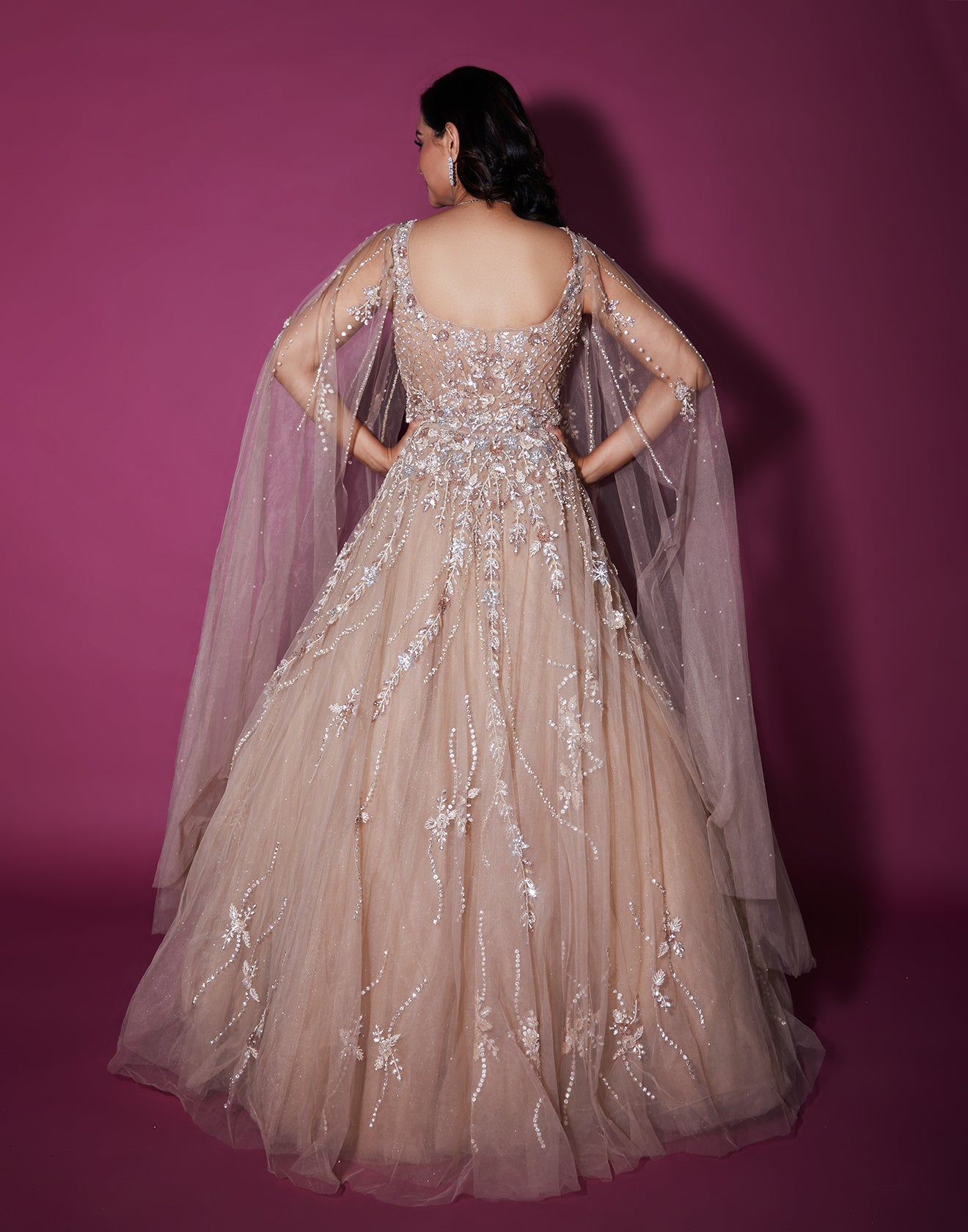 Tan Bisque Embellished Bridal Gown