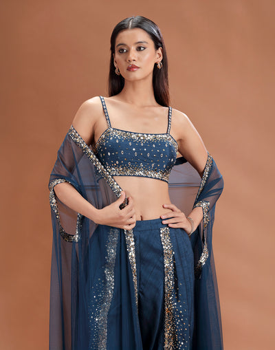 Teal Sapphire Embellished Festive Fusion Set