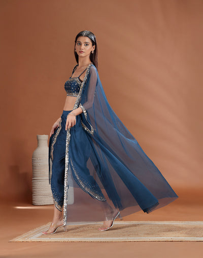 Teal Sapphire Embellished Festive Fusion Set