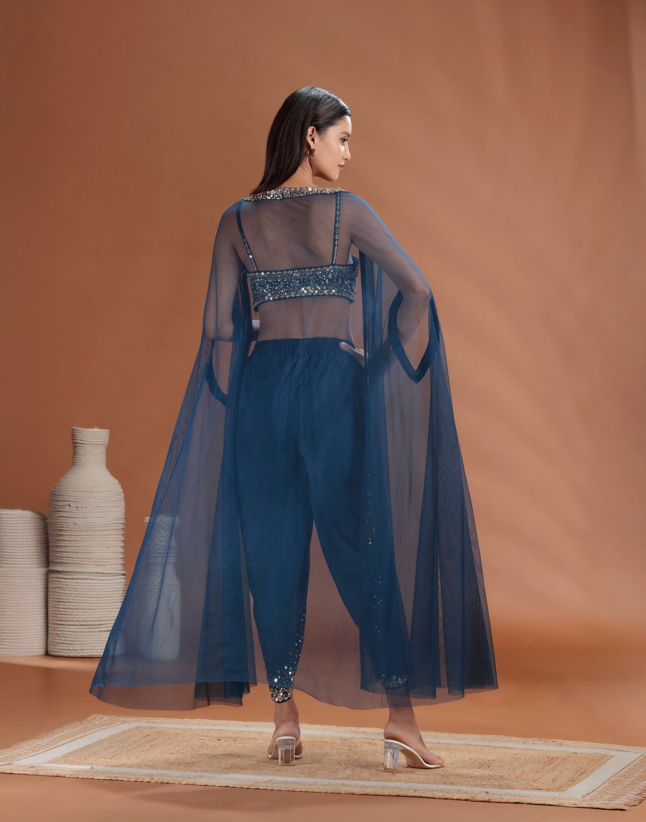 Teal Sapphire Embellished Festive Fusion Set
