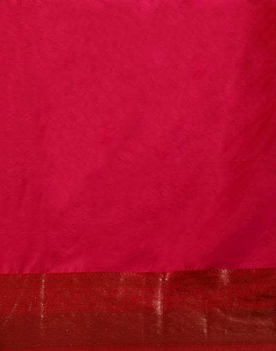 Teal & Red Jamawar Jacquard Silk Saree WIth Unstitcehd Blouse Fabric