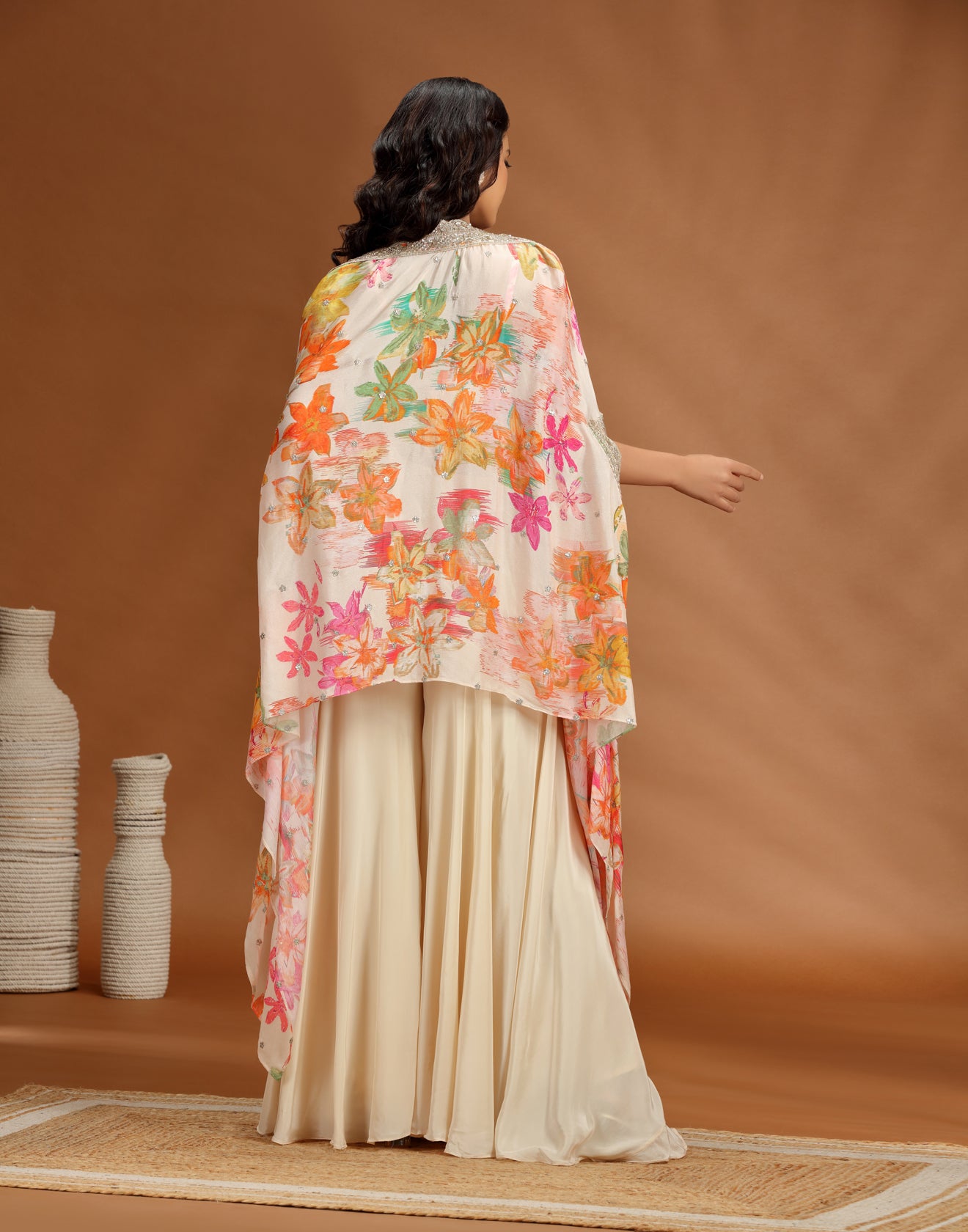 Tonal Twist Printed Indo-Western Jacket Set