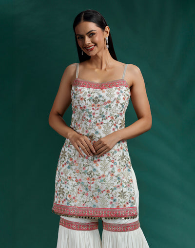 Tranquil Dove Resham Embroidered Festive Sharara Set