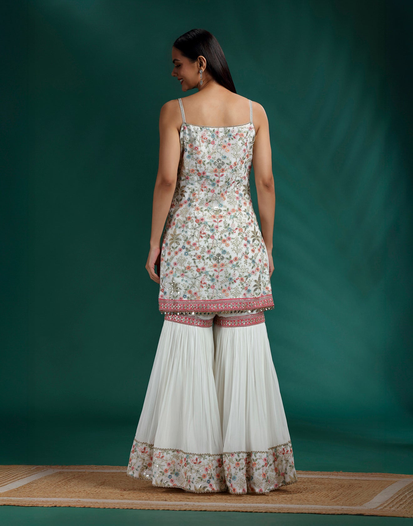 Tranquil Dove Resham Embroidered Festive Sharara Set
