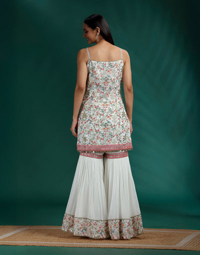 Tranquil Dove Resham Embroidered Festive Sharara Set