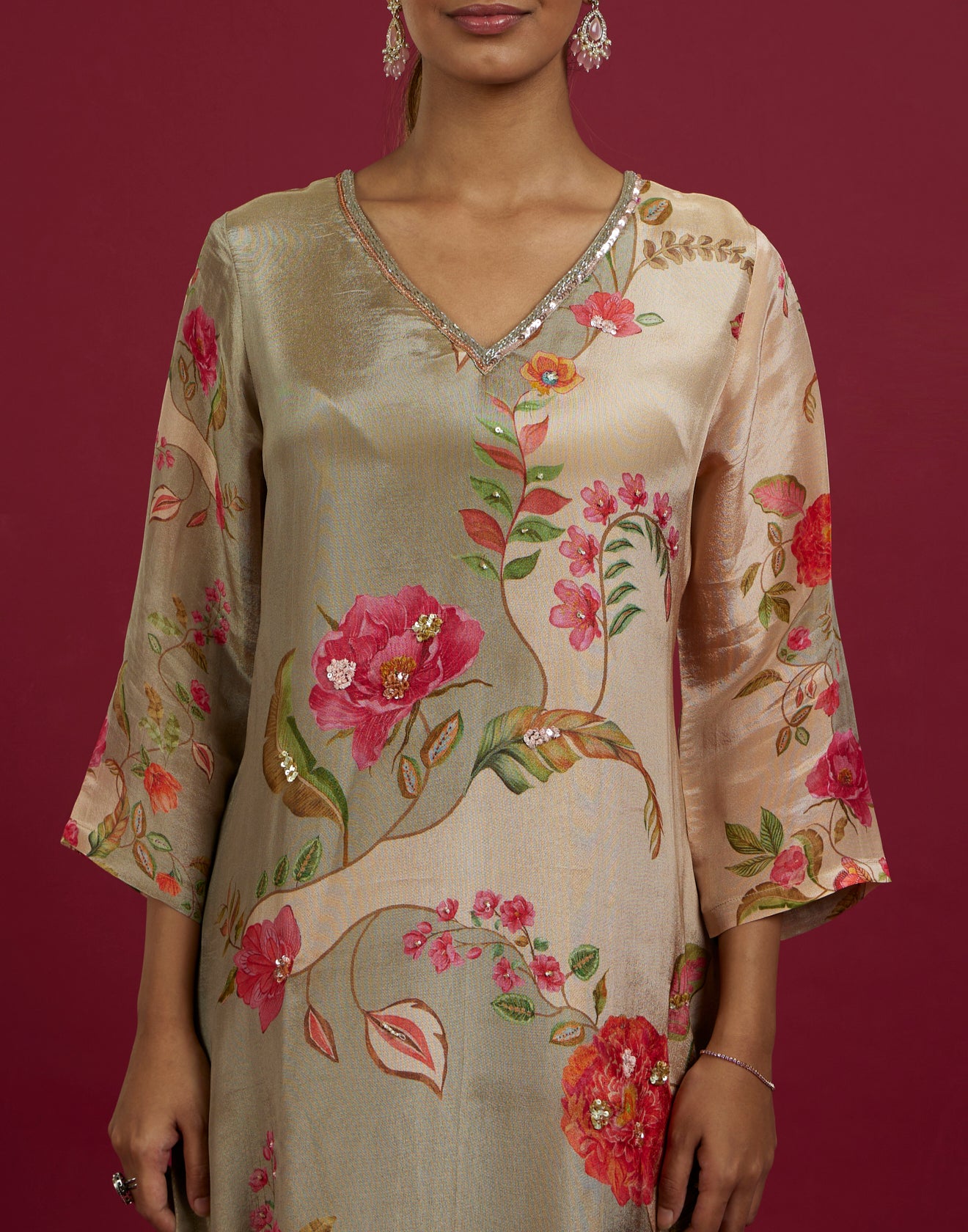 Veil Of Flora Shimmer Silk Festive Kurta Set