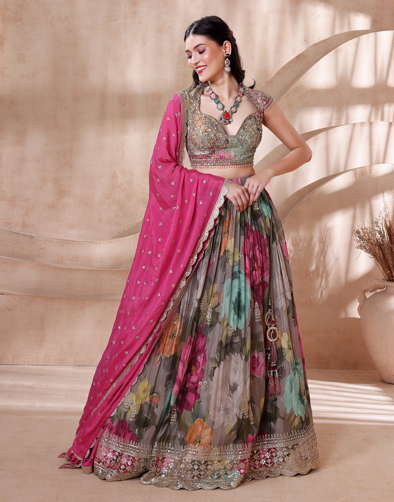 Vibrant Multi Hue Embellished Bridesmaid Lehenga