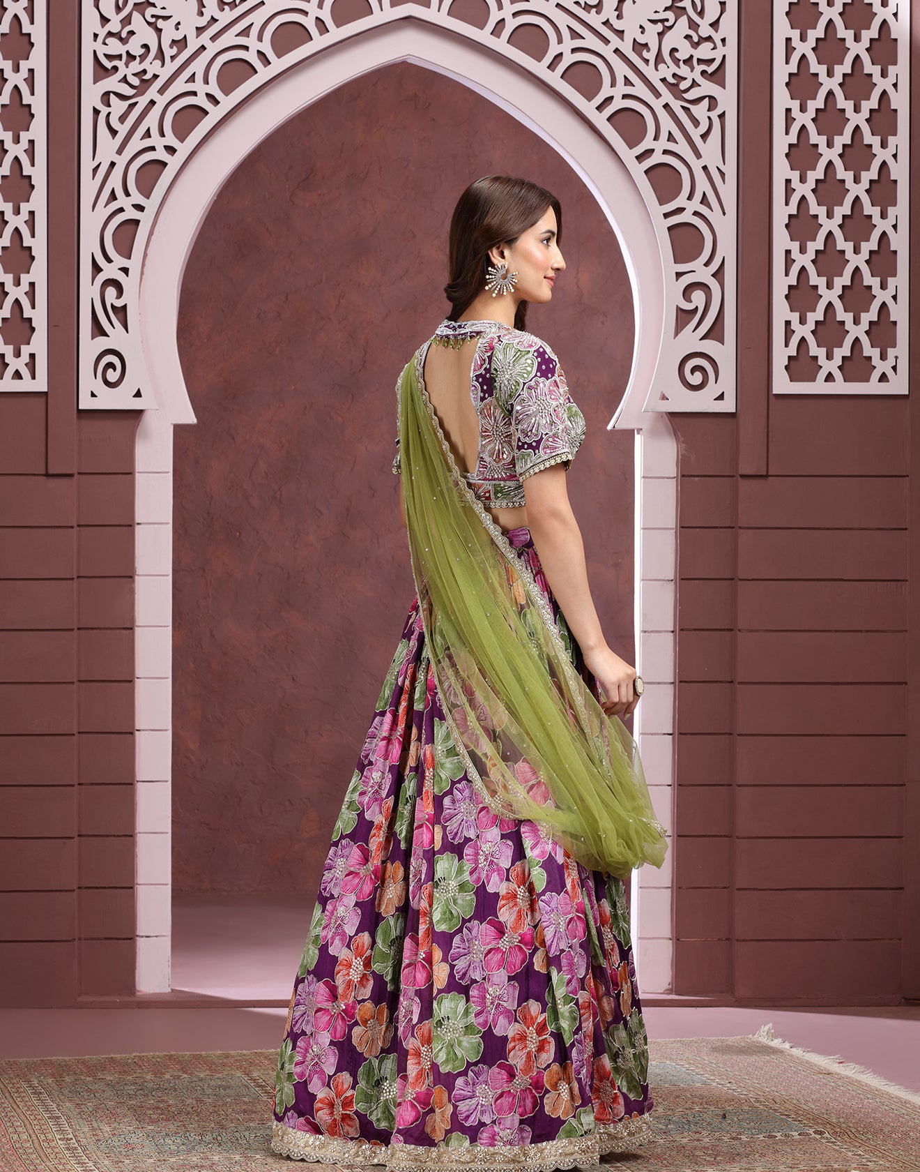 Vibrant Bloom Embroidered Georgette Lehenga Set