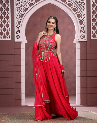 Vibrant Rani Pink Indo-Western Suit Set