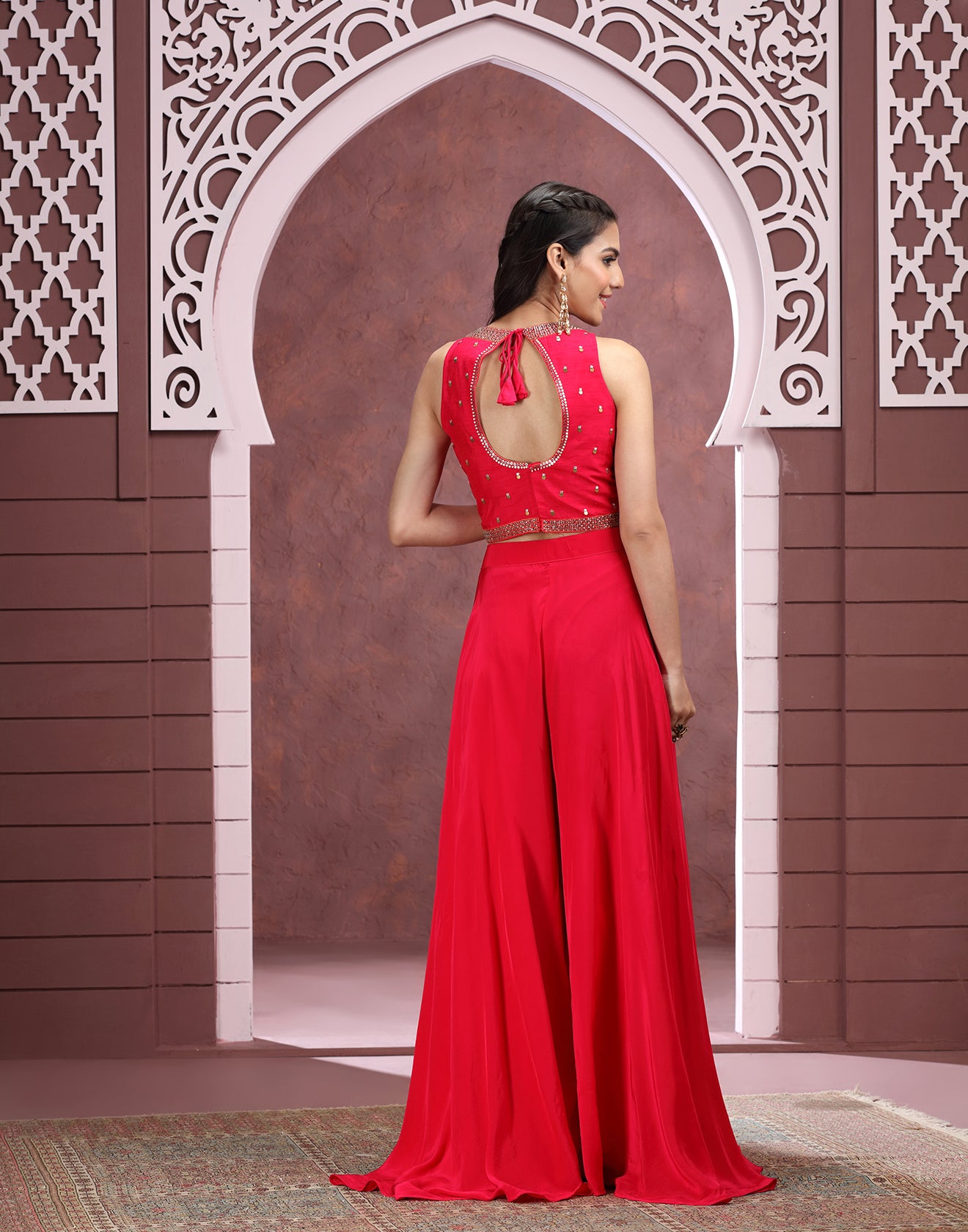 Vibrant Rani Pink Indo-Western Suit Set