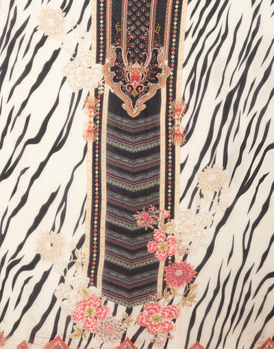 Abstract With Floral Printed Crepe Unstitched Suit Set