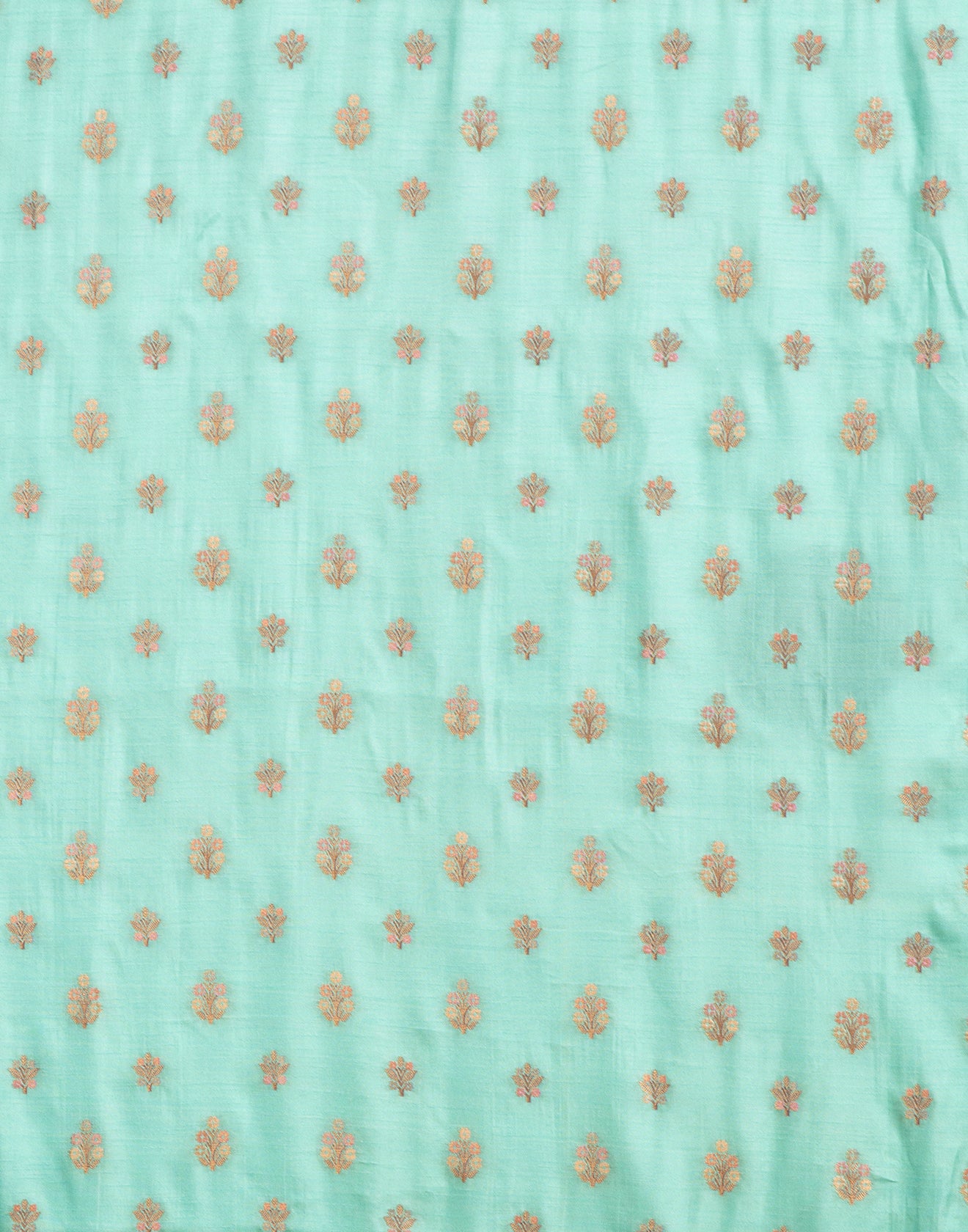 Aqua Green Woven Design Silk Unstitched Suit Set