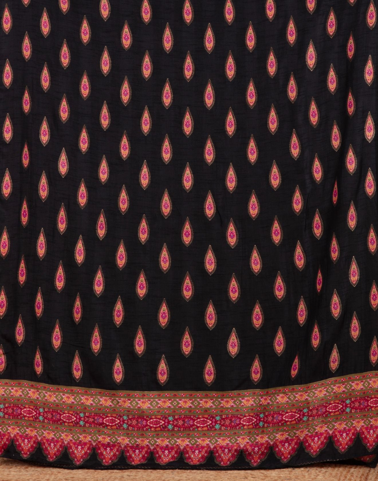 Black And Berry Hues Weave Blended Silk Unstitched Suit Set