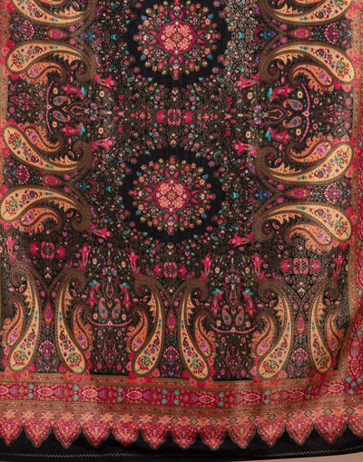 Black And Berry Hues Weave Blended Silk Unstitched Suit Set