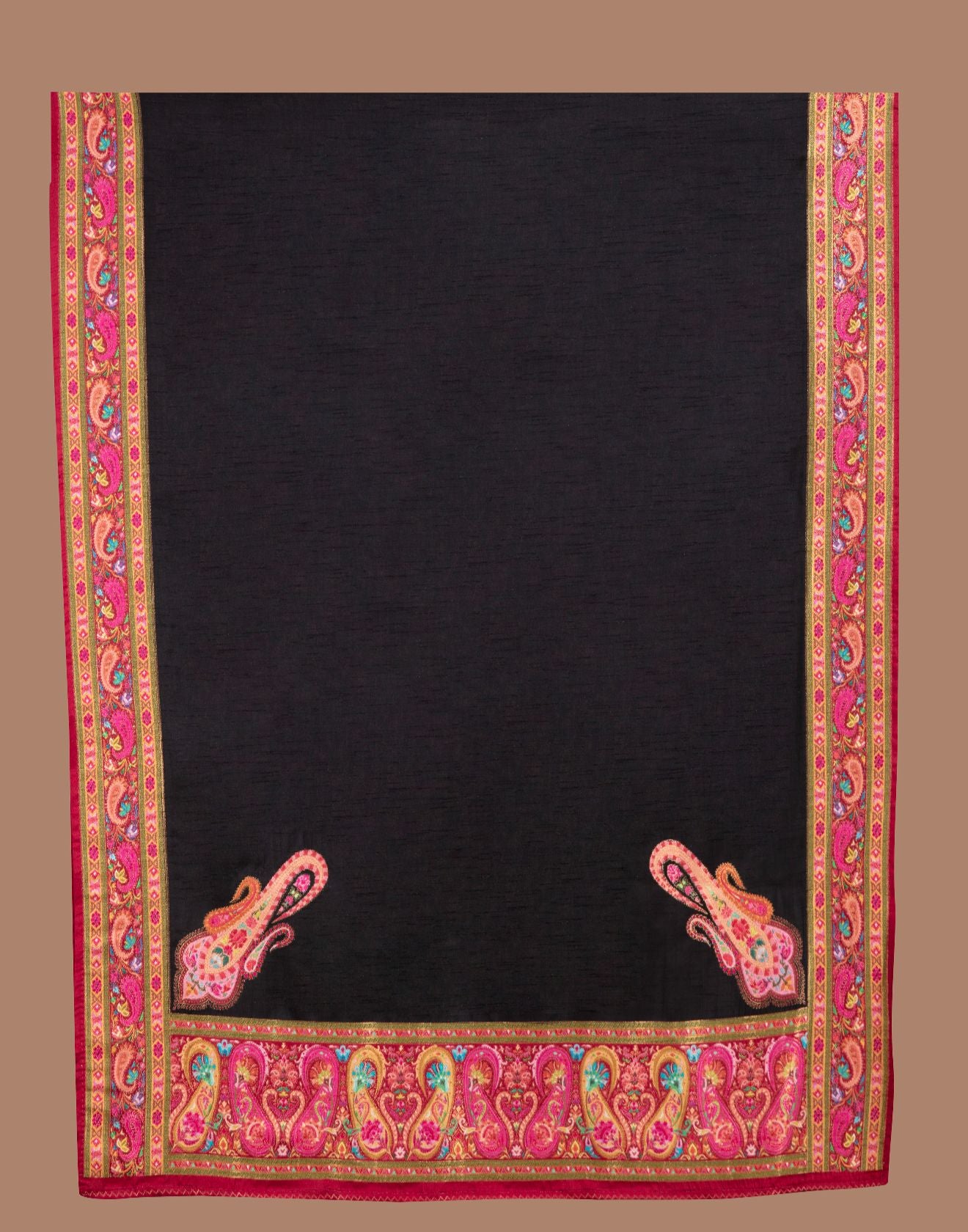 Black With Multicolor Weave Blended Silk Unstitched Suit Set