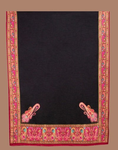 Black With Multicolor Weave Blended Silk Unstitched Suit Set