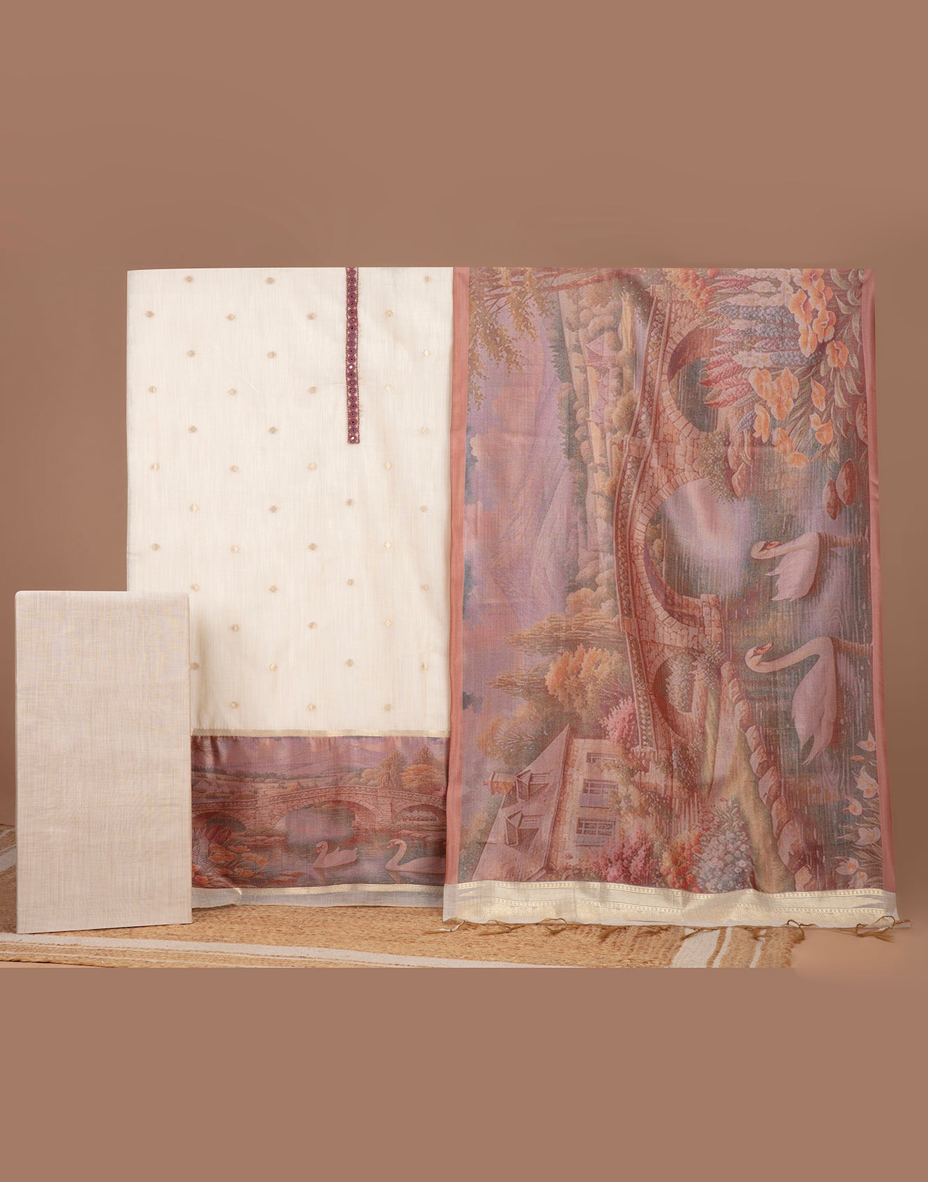 Bloomfield Weave Blended Silk Unstitched Suit Set