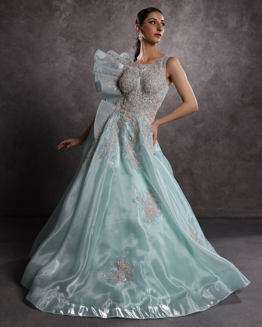 Celestial Sea Embellished Tissue Organza Bridal Gown