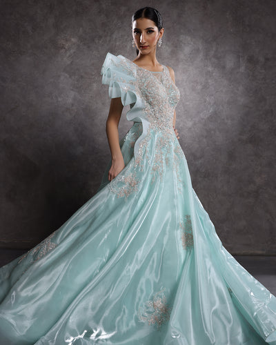 Celestial Sea Embellished Tissue Organza Bridal Gown