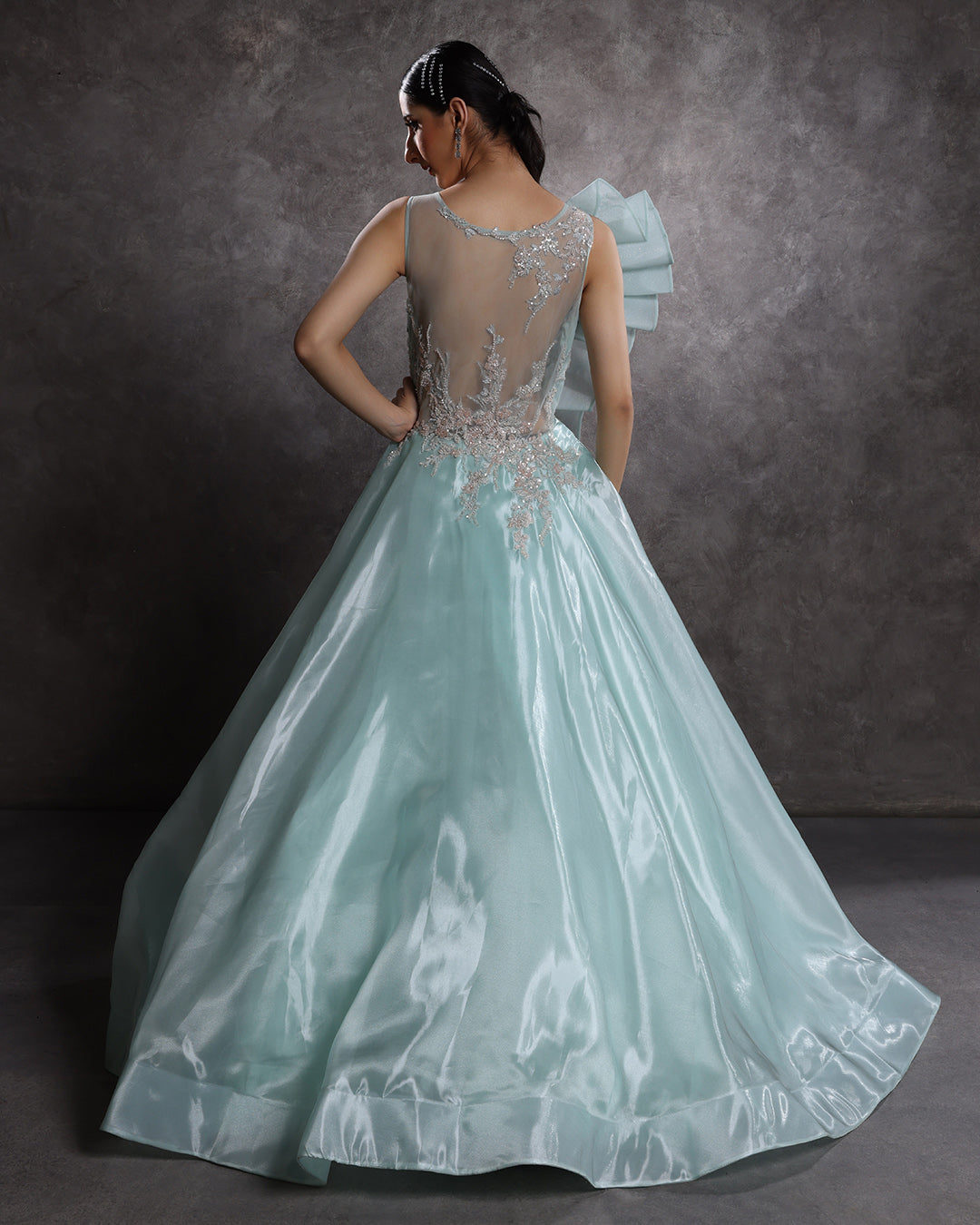 Celestial Sea Embellished Tissue Organza Bridal Gown