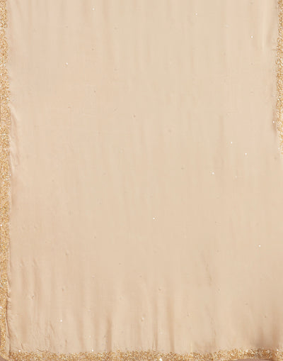 Charming Gold Crepe Silk Embroidered Unstitched Suit Set