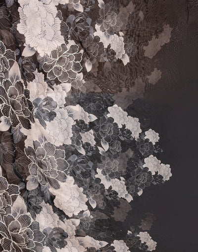 Classic Black & Ivory  Chiffon Semi-Stitched Suit Set